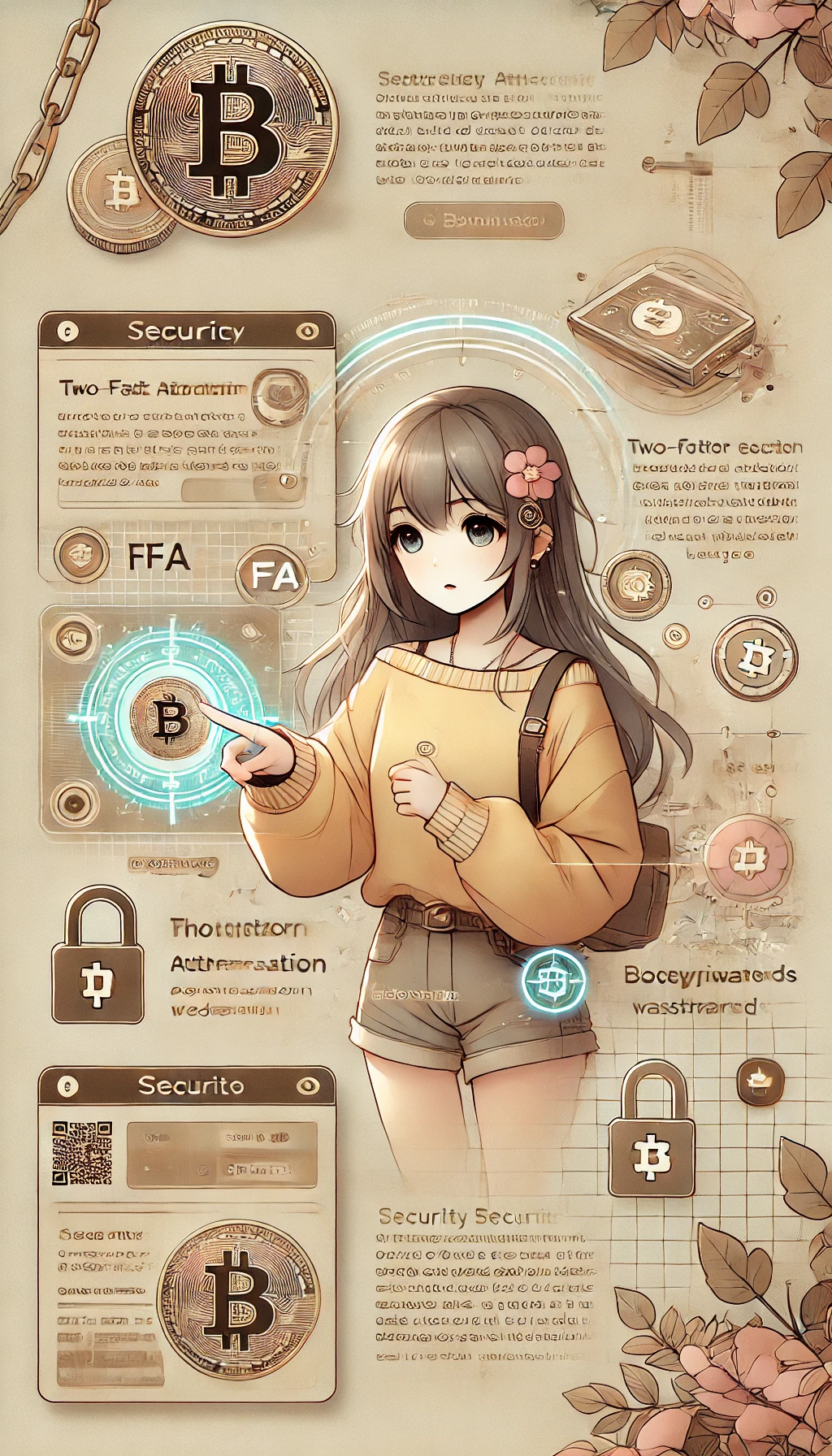 Anime-style crypto security illustration
