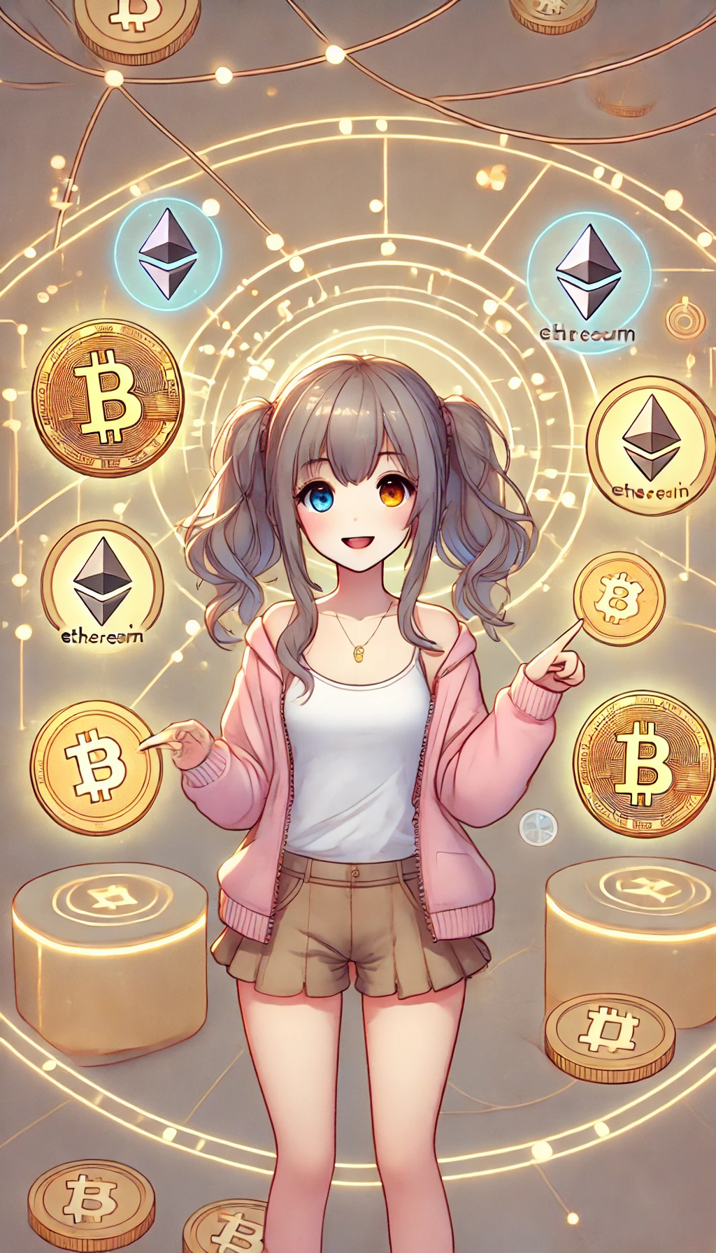 Anime-style cryptocurrency illustration